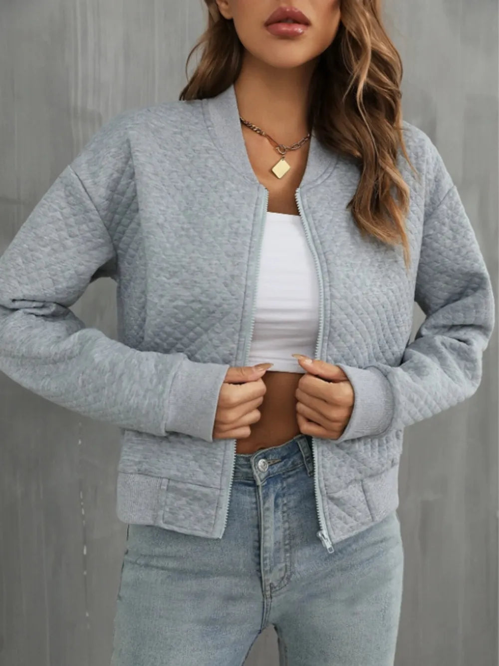 Zip Up Long Sleeve Jacket nicholesgifts