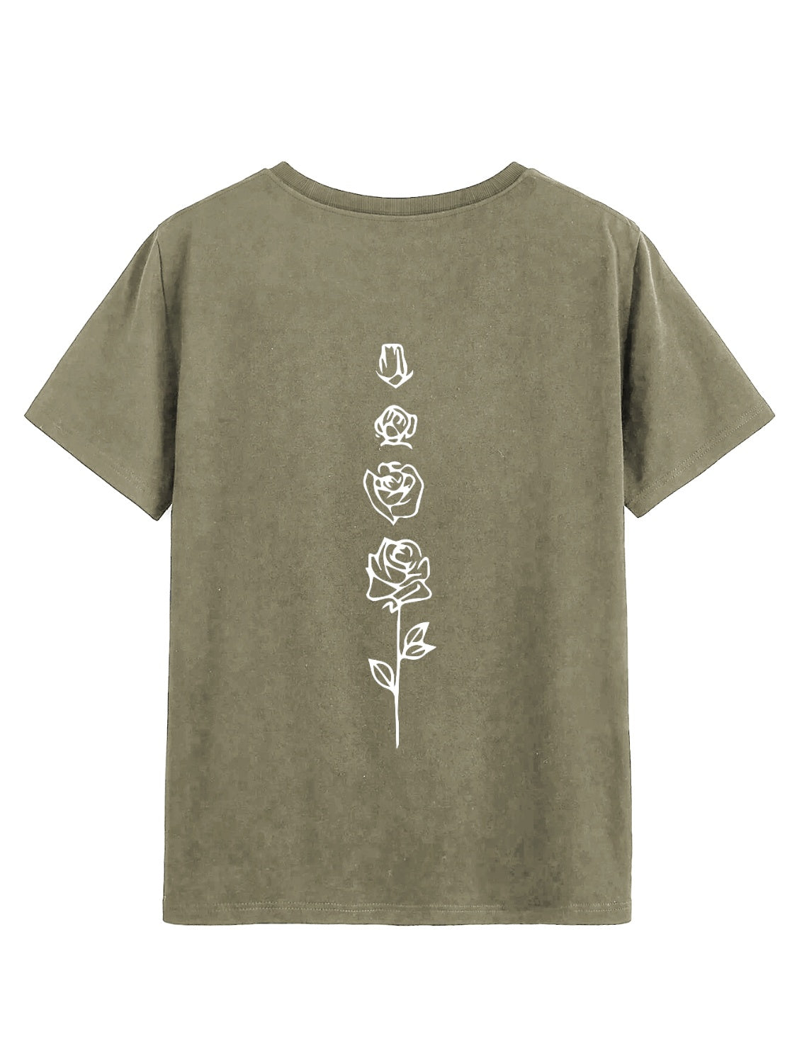 Rose Round Neck Short Sleeve T-Shirt nicholesgifts