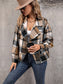 Perfee Plaid Collared Neck Long Sleeve Jacket nicholesgifts