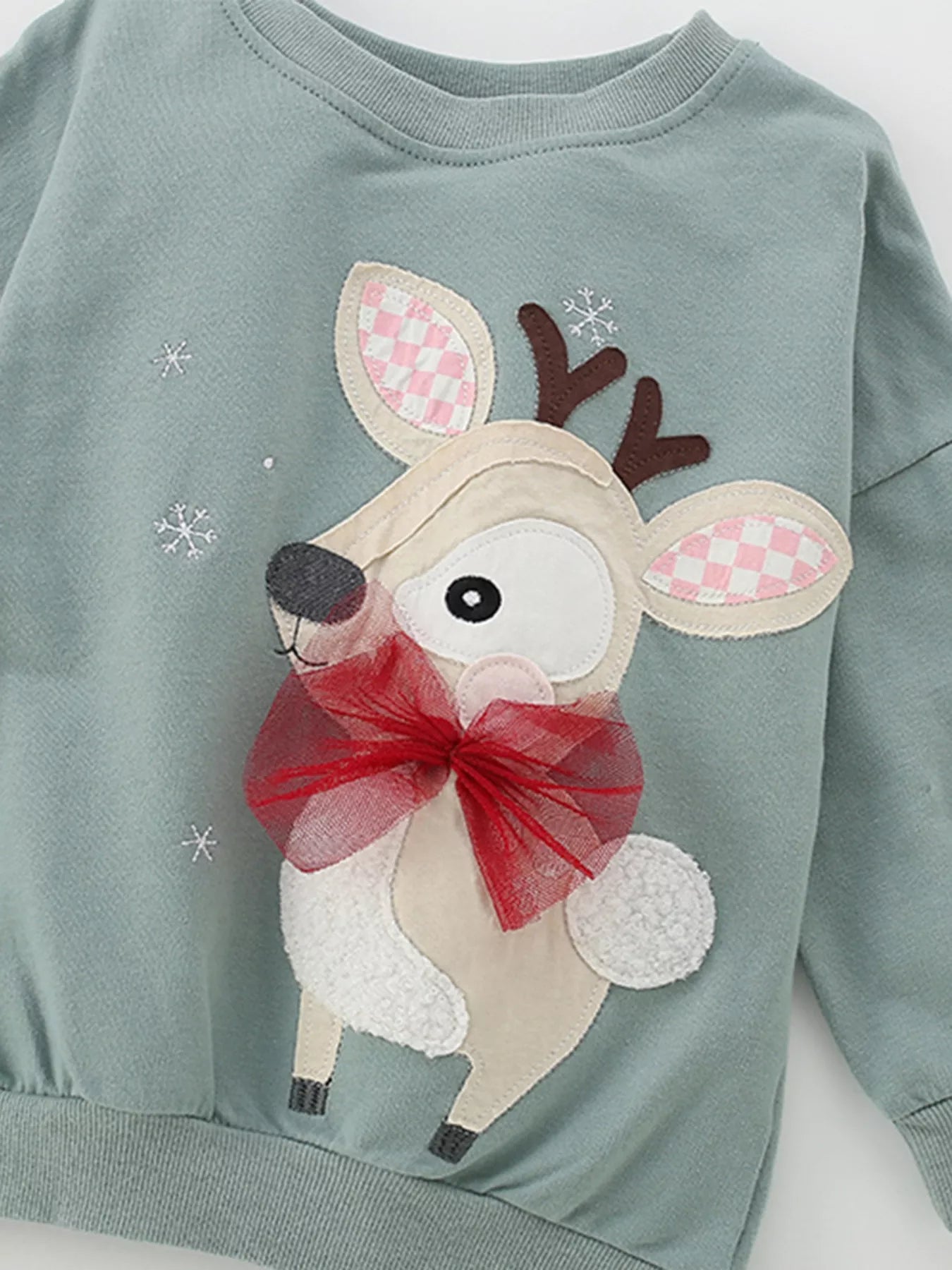 Children's Cute Reindeer Applique Sweatshirt Trendsi