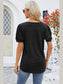 Women Frill Notched Short Sleeve Blouse nicholesgifts