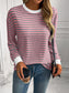 Women Ivy Lane Striped Round Neck Long Sleeve Sweatshirt nicholesgifts