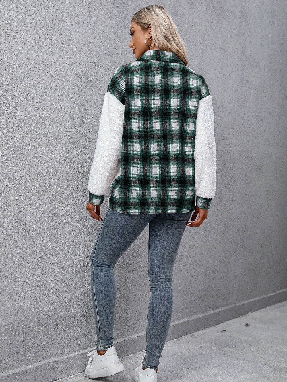 Ivy Lane Plaid Collared Neck Button Down Jacket nicholesgifts