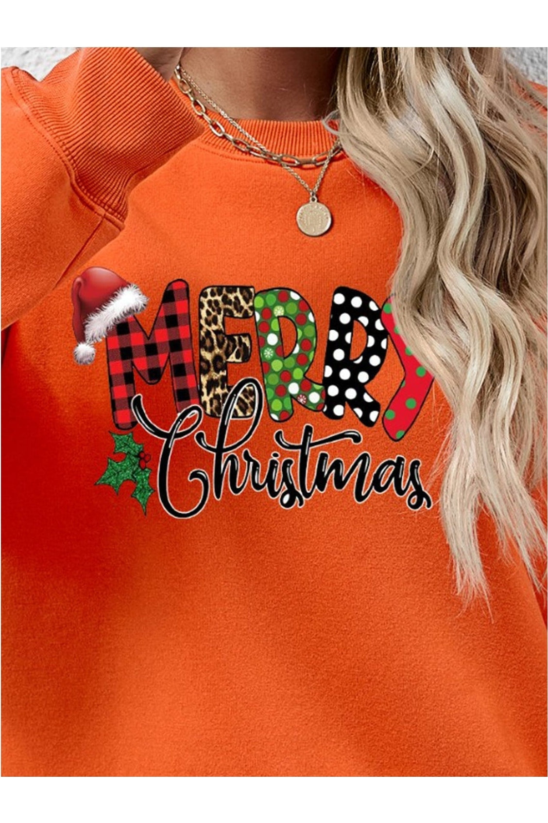 MERRY CHRISTMAS Round Neck Dropped Shoulder Sweatshirt nicholesgifts