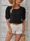 Swiss Dot Round Neck Short Sleeve Blouse nicholesgifts
