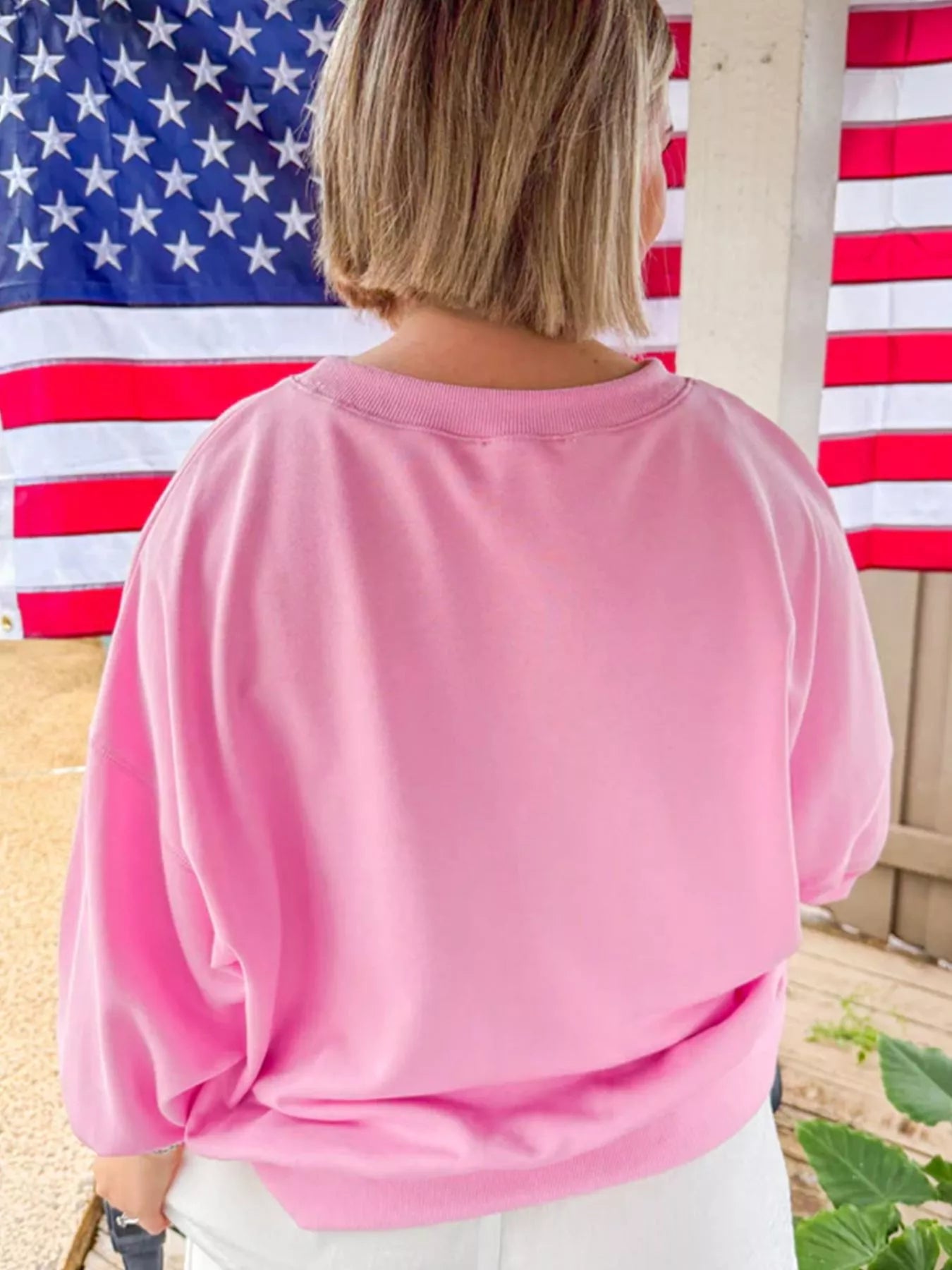 USA Map Patched Long Sleeve Sweatshirt Trendsi