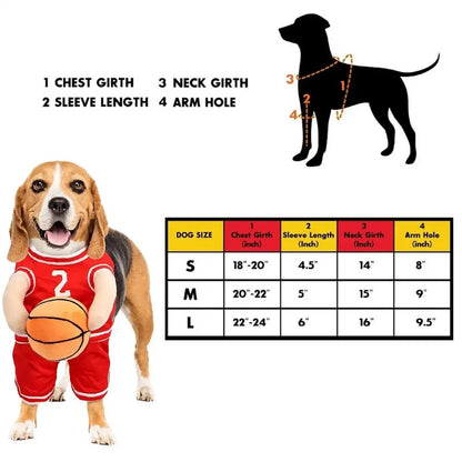 Adorable Basketball Player Dog Costume with Ball - Perfect for Halloween and Cosplay!
