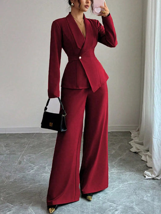 One Button Blazer and Pants Set nicholesgifts