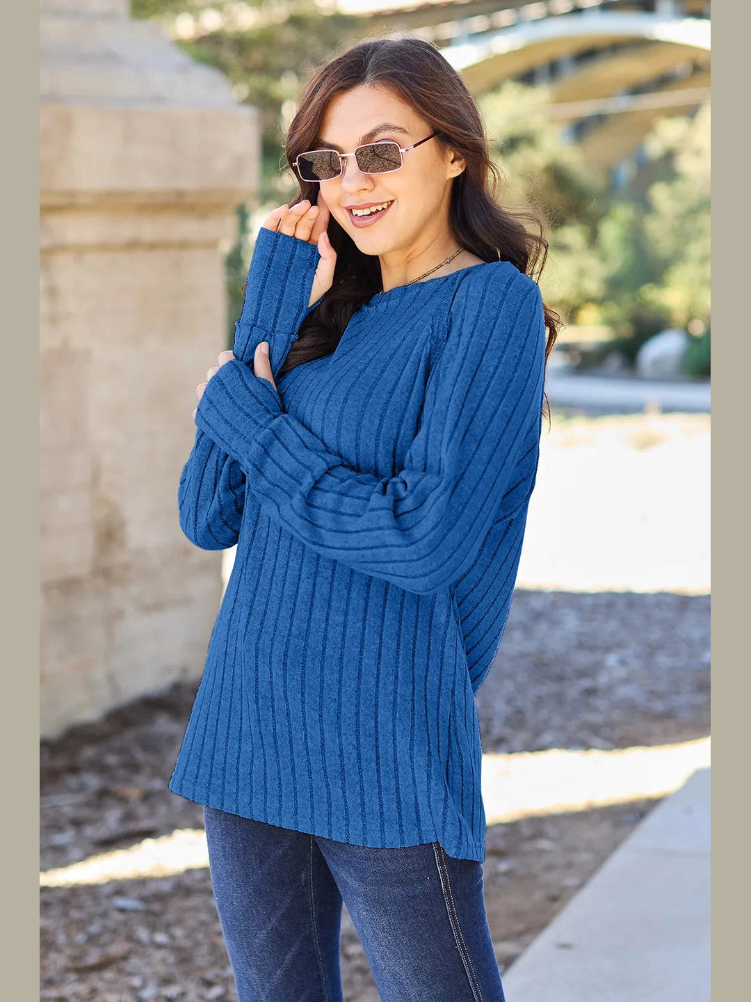 Basic Bae Full Size Ribbed Round Neck Long Sleeve Knit Top nicholesgifts