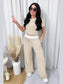 Contrast Trim Round Neck Top and Pants Set nicholesgifts