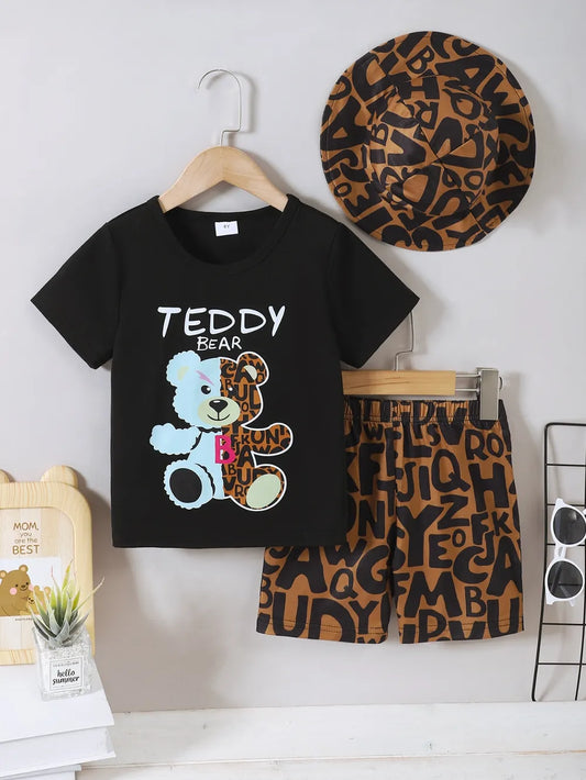 Toddler Girls Teddy Bear Round Neck Top and Pants Set nicholesgifts
