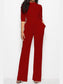 Mock Neck Tie-Waist Half Sleeve Jumpsuit nicholesgifts