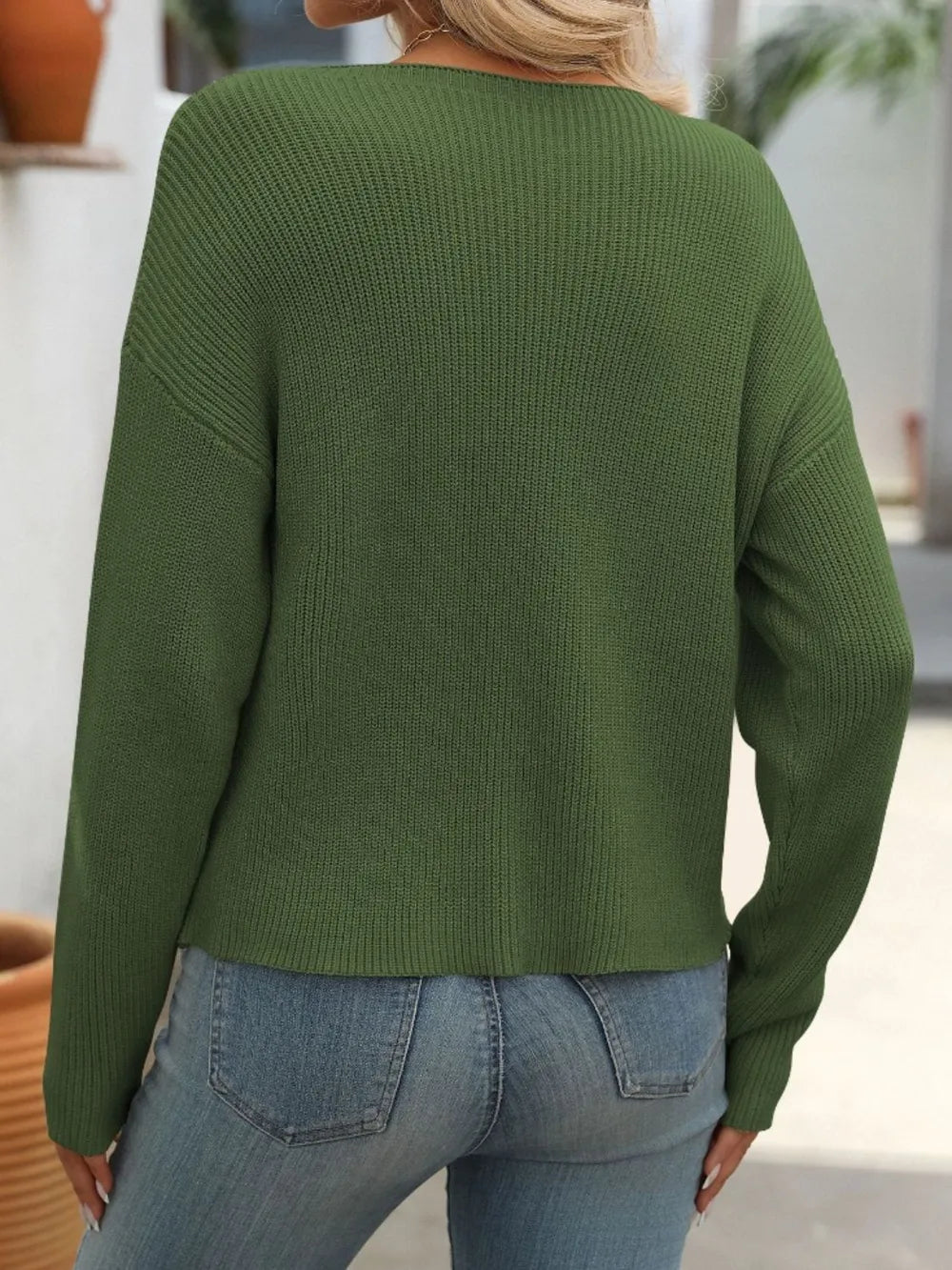 Mandy Round Neck Long Sleeve Sweater Trendsi