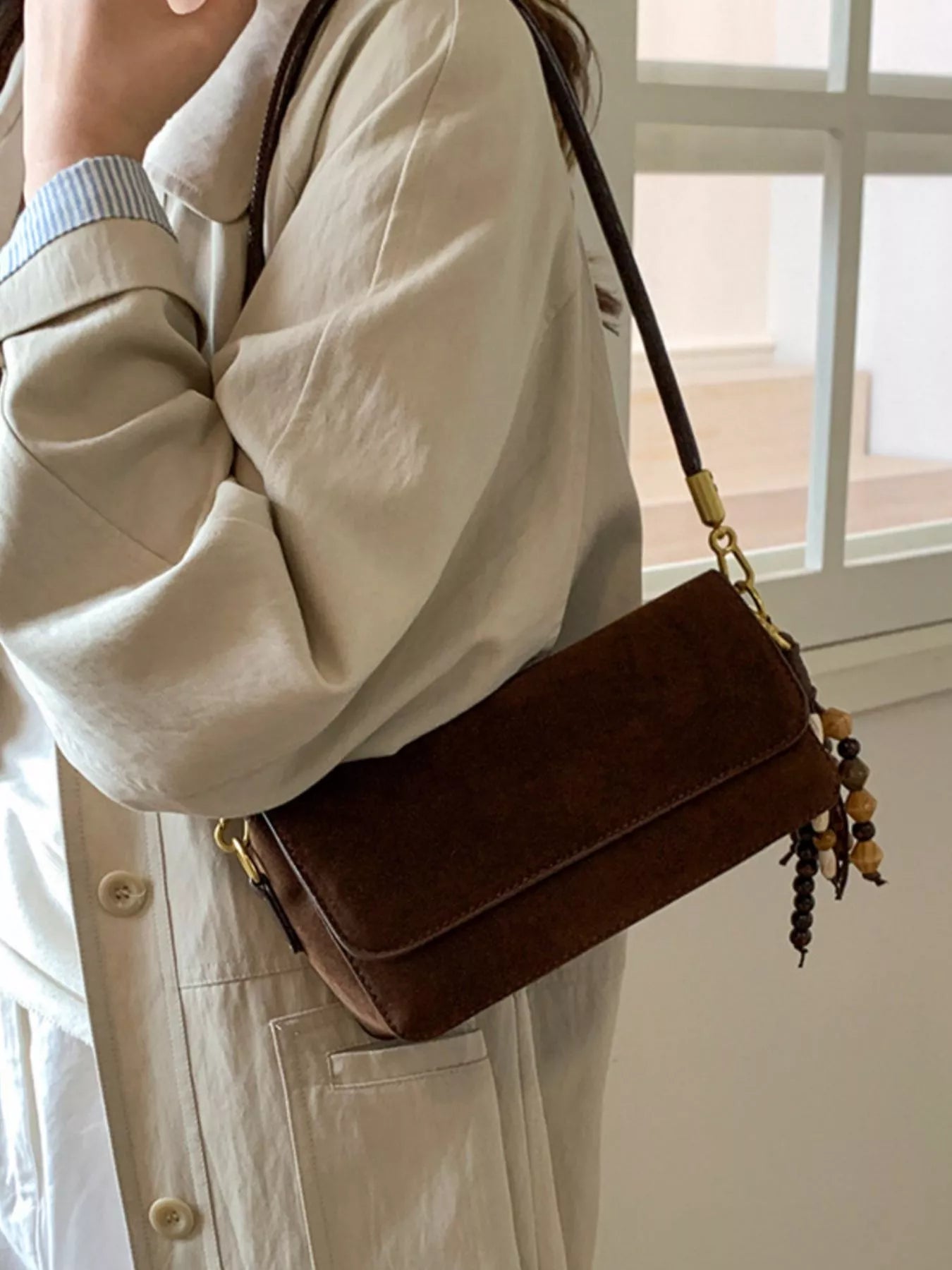 Adjustable Strap Flap Shoulder Bag nicholesgifts