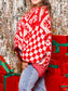 Women Christmas Candy Cane Contrast Round Neck Sweater nicholesgifts