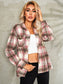 Plaid Button Down Collared Jacket nicholesgifts