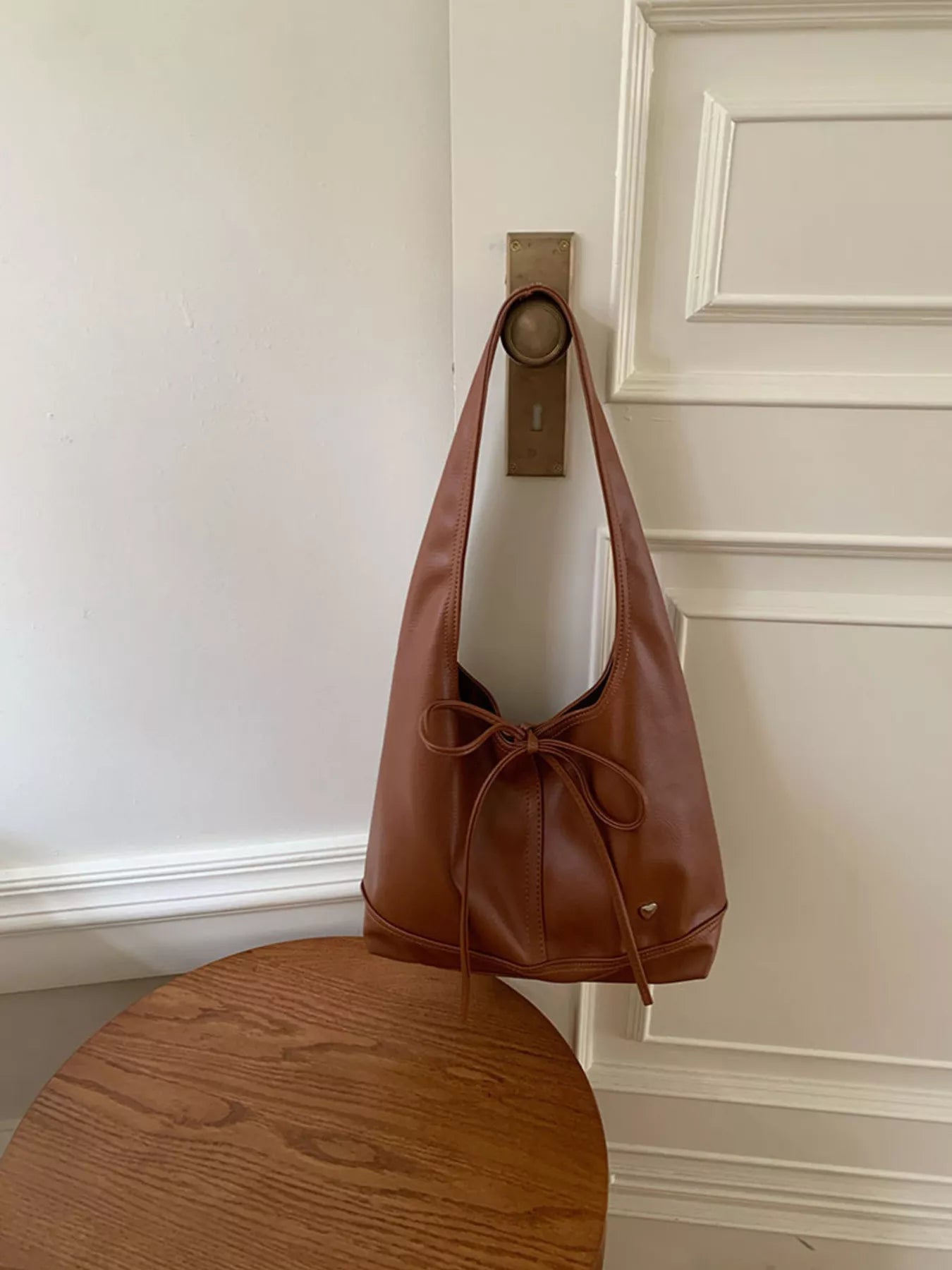 Leather Tied Shoulder Bag nicholesgifts