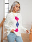 Openwork Geometric Mock Neck Sweater nicholesgifts