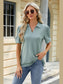 Women Eyelet Johnny Collar Puff Sleeve Blouse nicholesgifts