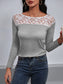 Ivy Lane Lace Trim Long Sleeve Round Neck Tee nicholesgifts