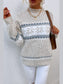 Women Snowflake Pattern Mock Neck Sweater nicholesgifts