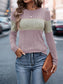 Color Block Round Neck Long Sleeve Top nicholesgifts