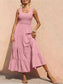 Women Tiered Smocked Wide Strap Summer Dress nicholesgifts