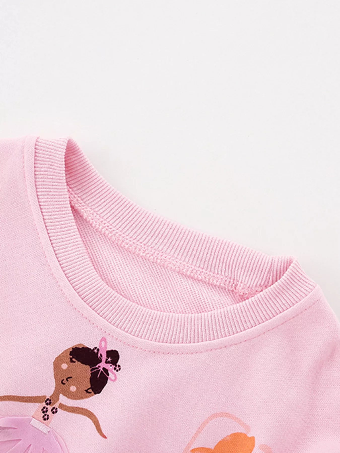 Children's Ballerina Applique Crewneck Sweatshirt with Tulle Hem Trendsi