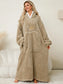 Pocketed Contrast Long Sleeve Hooded Lounge Dress nicholesgifts
