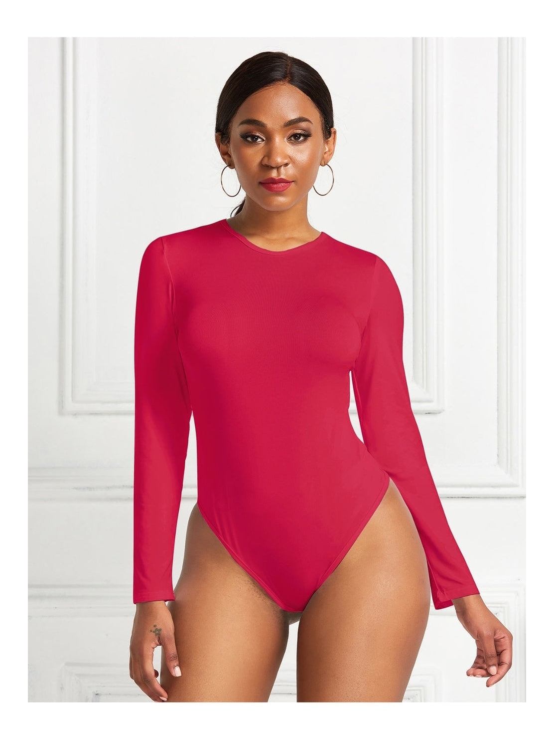 Round Neck Long Sleeve Bodysuit nicholesgifts