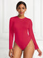 Round Neck Long Sleeve Bodysuit nicholesgifts