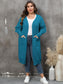 Plus Size Long Sleeve Pocketed Cardigan Trendsi