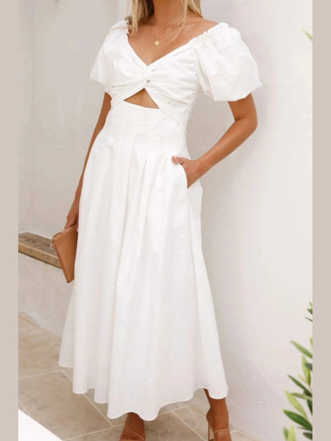 Sweetheart Neck Puff Sleeve Dress NicholesGifts
