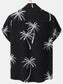 Men's Plus Size Tropical Palm Print Short Sleeve Button Down Shirt nicholesgifts