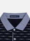 Men's Plus Size Classic Striped Polo Shirt with Contrast Collar nicholesgifts