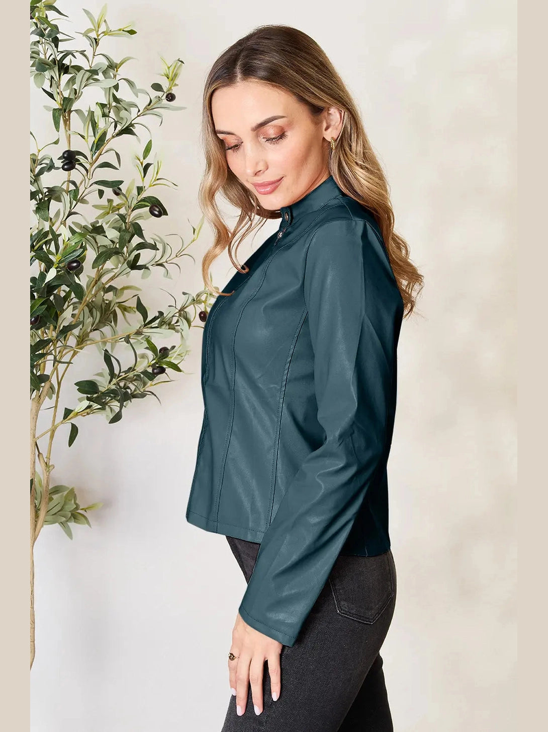 Mock Neck Zip Up Jacket nicholesgifts