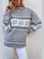 Women Snowflake Pattern Mock Neck Sweater nicholesgifts