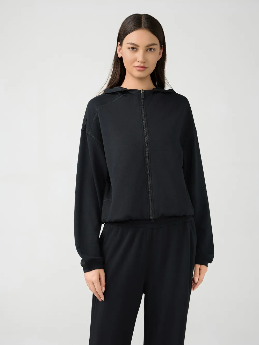 Millennia Zip Up Dropped Shouder Active Hooded nicholesgifts