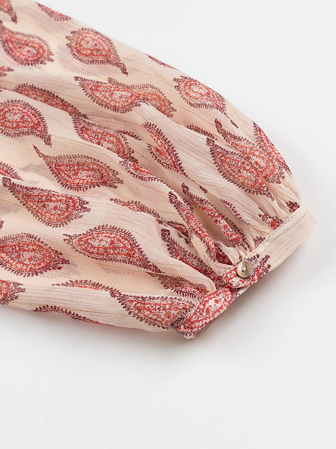 Women Paisley Print Frill Tie Neck Long Sleeve Blouse NicholesGifts