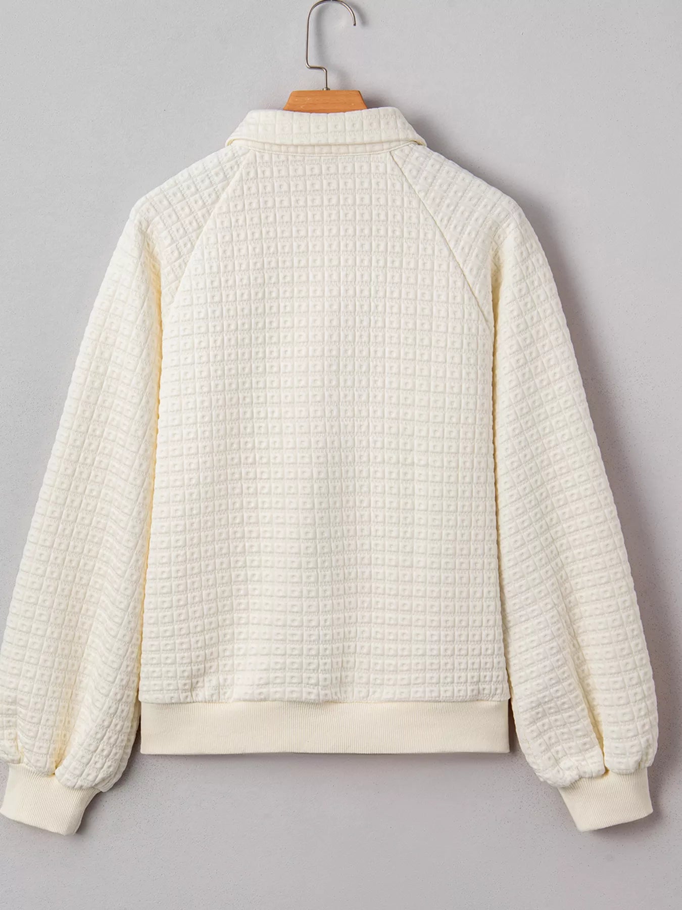 Textured Half Button Collared Sweatshirt nicholesgifts