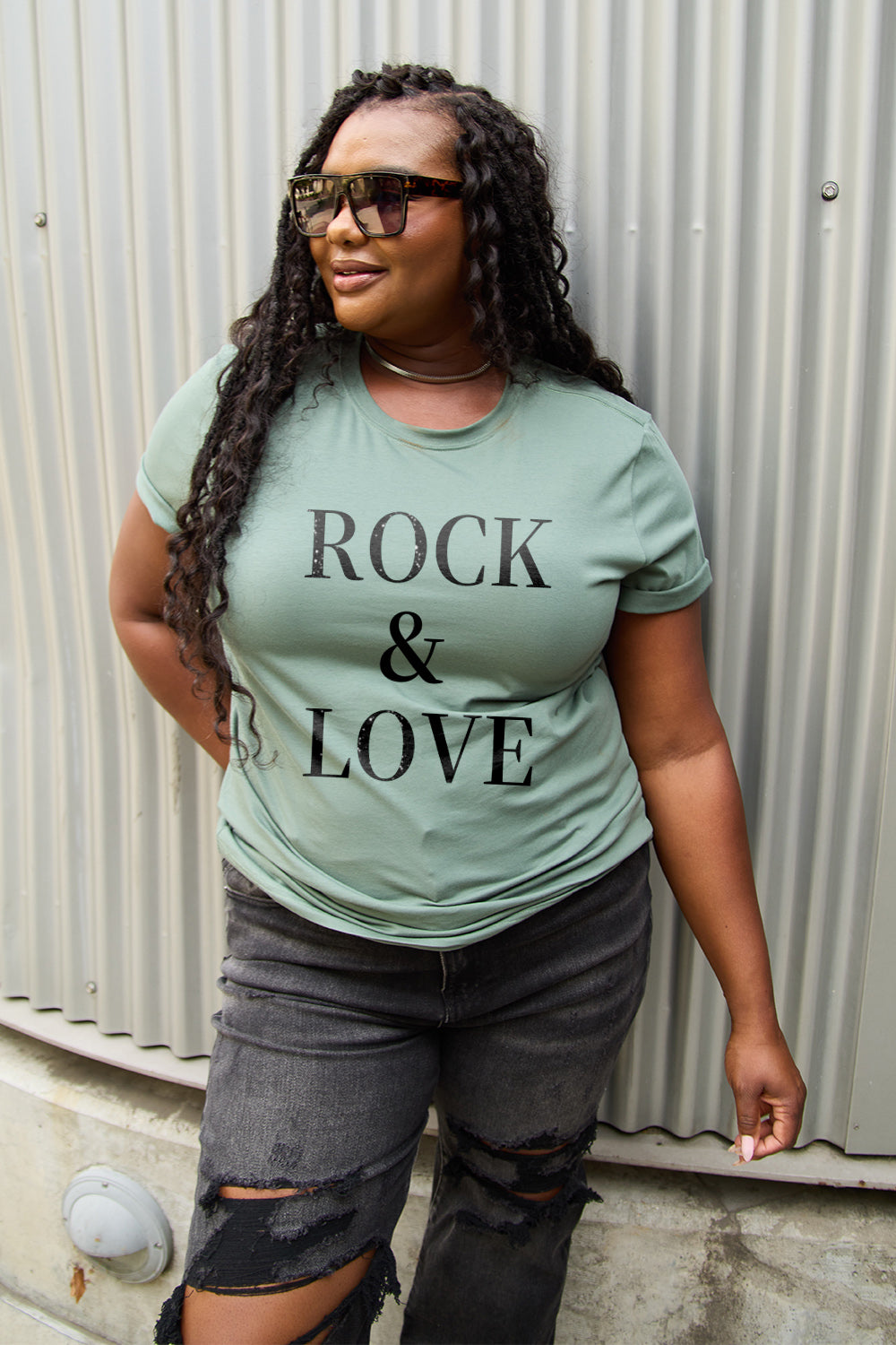 Simply Love Full Size ROCK ＆ LOVE Short Sleeve T-Shirt nicholesgifts