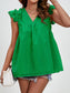 Women Ruched V-Neck Cap Sleeve Blouse nicholesgifts