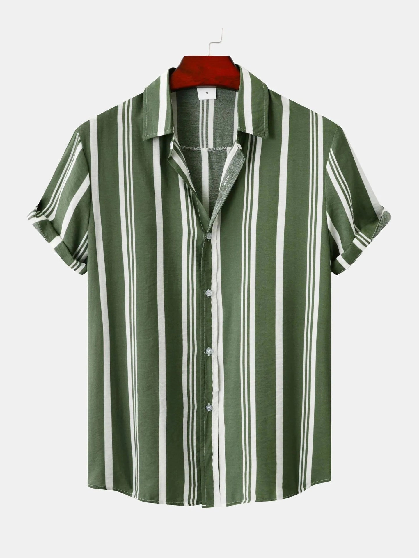 Men's Plus Size Striped Short Sleeve Button-Down Shirt NicholesGifts