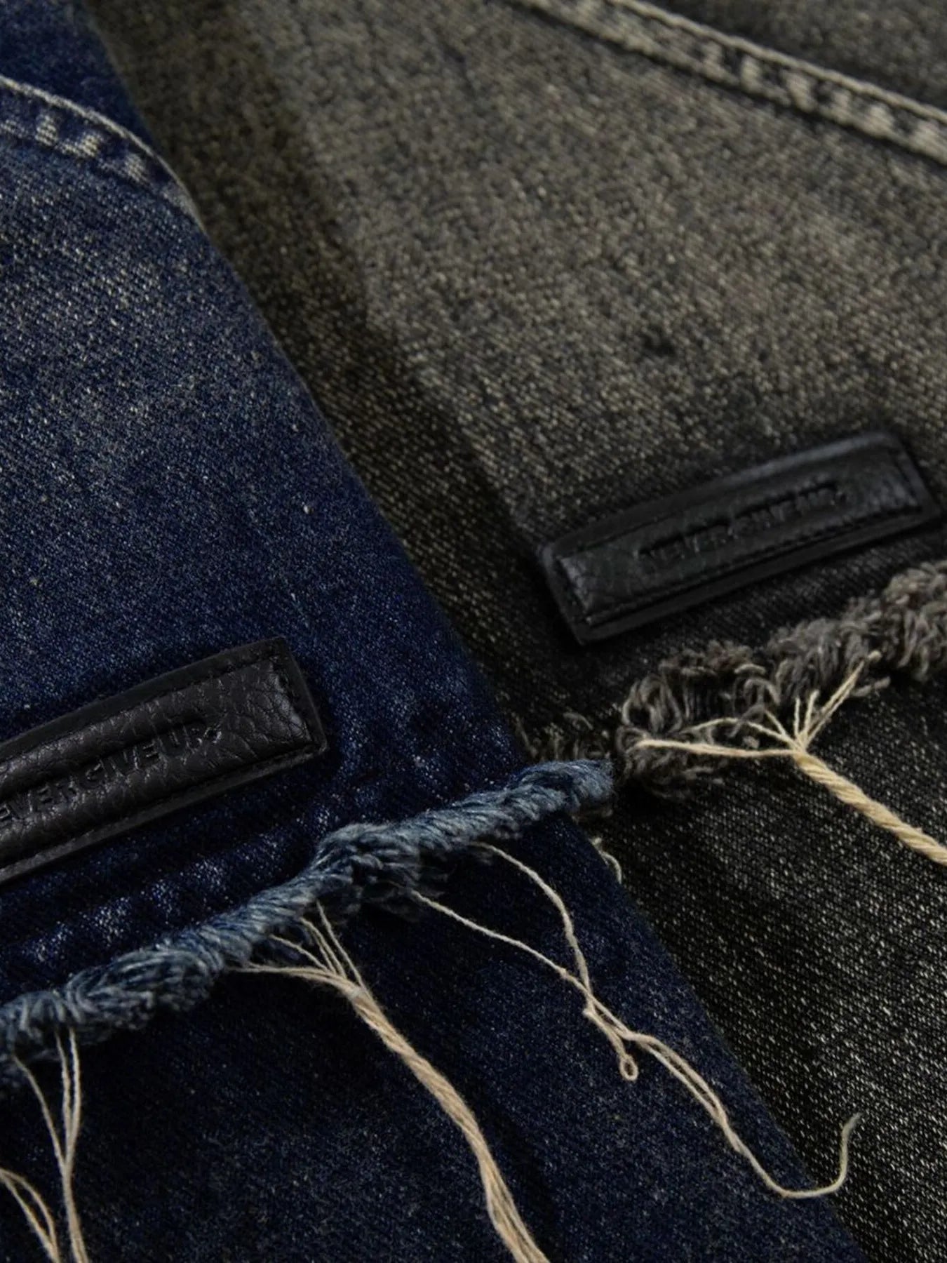 Men's Distressed Denim Patchwork Oversized Hoodie with Frayed Details NicholesGifts