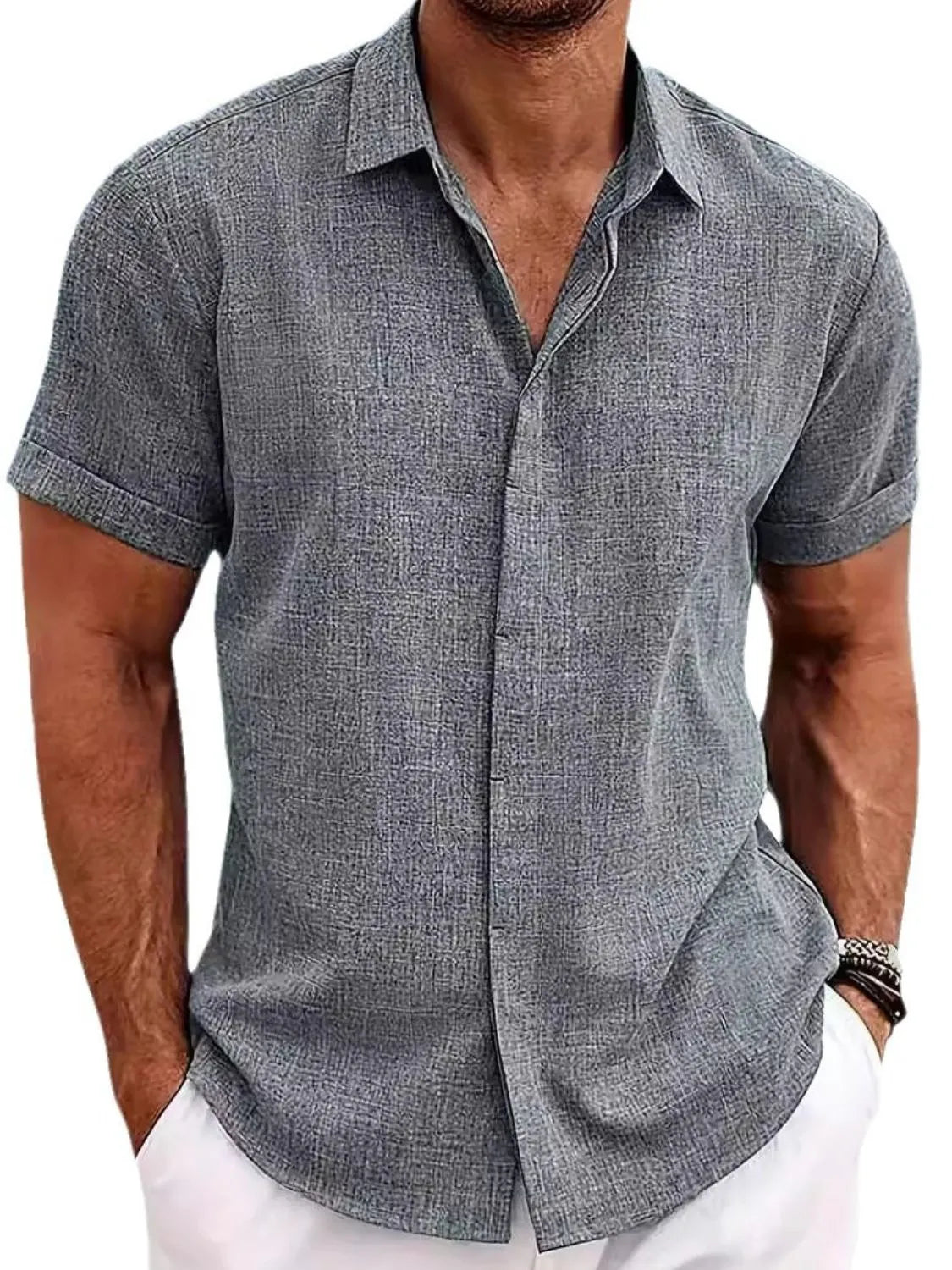 Men's Full Size Collared Neck Short Sleeve Shirt Plus Size NicholesGifts