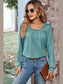 Ruched Square Neck Long Sleeve T-Shirt nicholesgifts