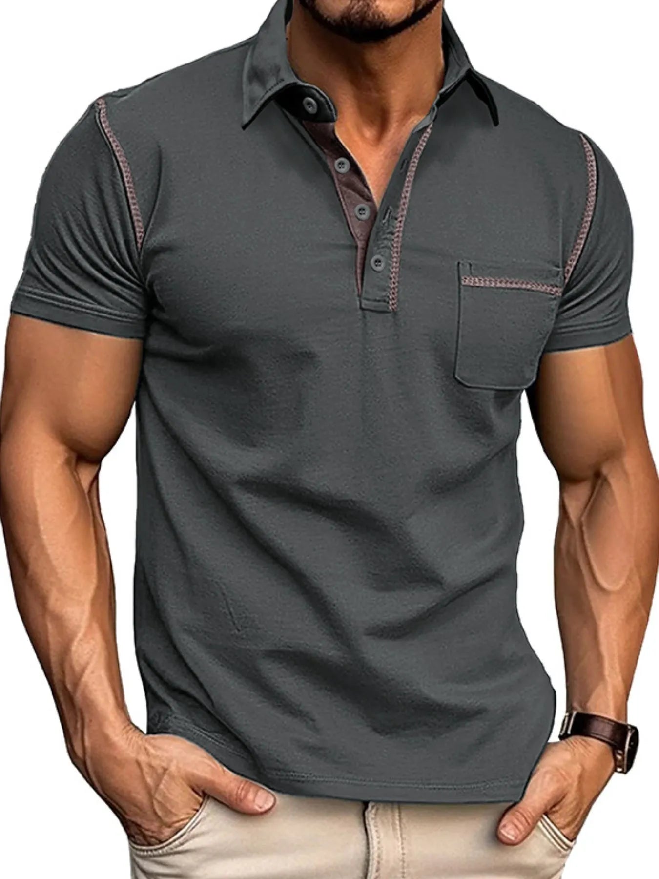 Men's Classic Polo Shirt with Contrast Stitching