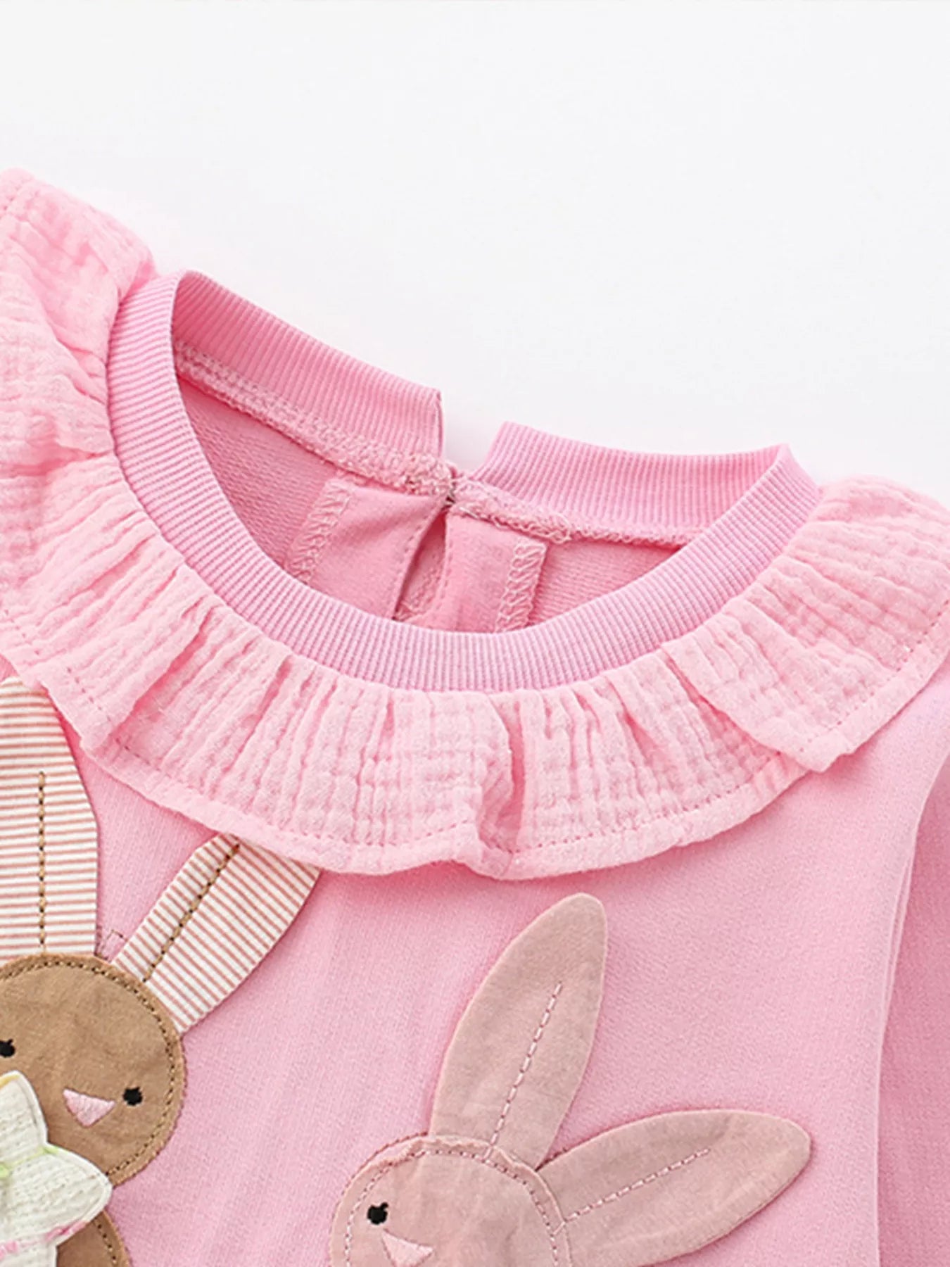 Children's Cute Bunny Applique Ruffle Collar Sweatshirt nicholesgifts