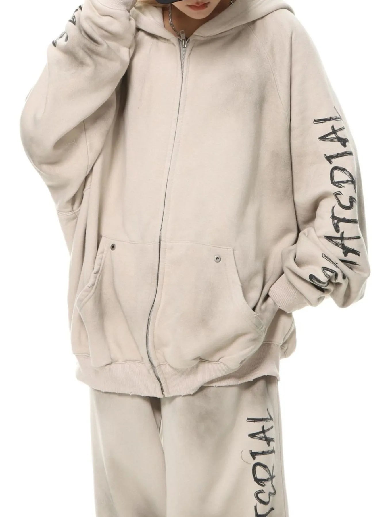 Men's Oversized Letter Graphic Zip-Up Hoodie NicholesGifts