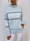 Women Snowflake Pattern Mock Neck Sweater nicholesgifts